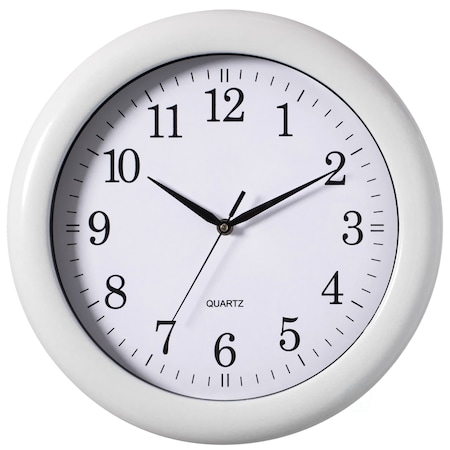 Decorative Classic White Round Wall Clock For Living Room, Kitchen, Dining Room, Plastic